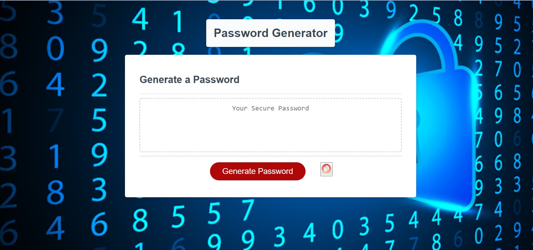 snippet of my Password Generator